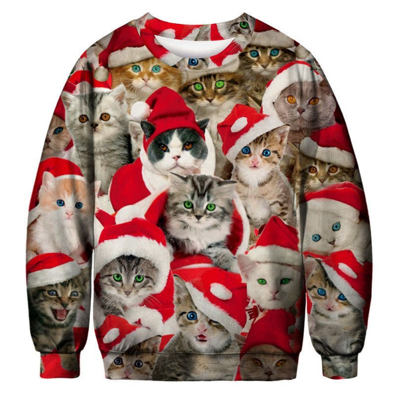 All over print ugly Christmas crew neck sweatshirt in polyester, one of eight festive designs