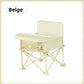 Beige folding baby feeding chair without canopy on a colour matched folding frame
