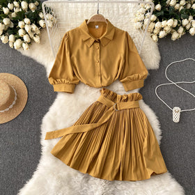 Spicy Girl Sexy Short Sleeve Shirt And Skirt
