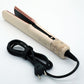 Champagne ceramic hair straightener with rose gold plates and black plug cord