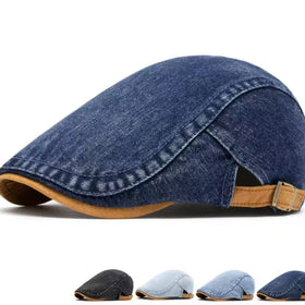 Vintage Washed Denim Flat Cap
