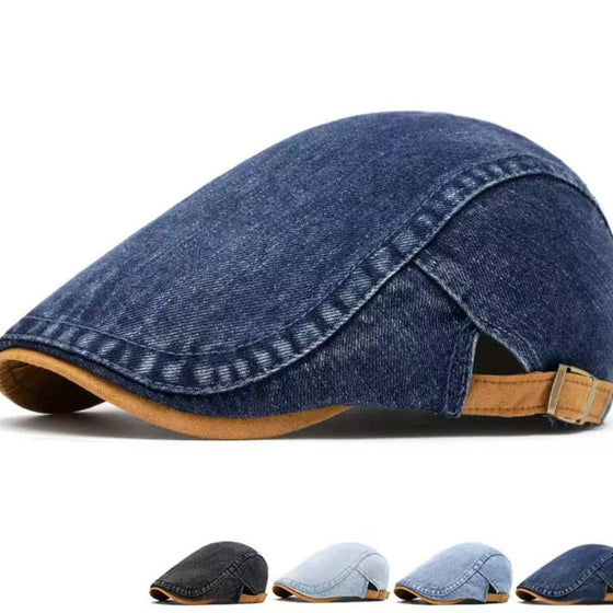 Vintage Washed Denim Flat Cap