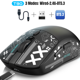 HXSJ T90 Rechargeable Wireless Gaming Mouse with Bluetooth 5.3 and 2.4G