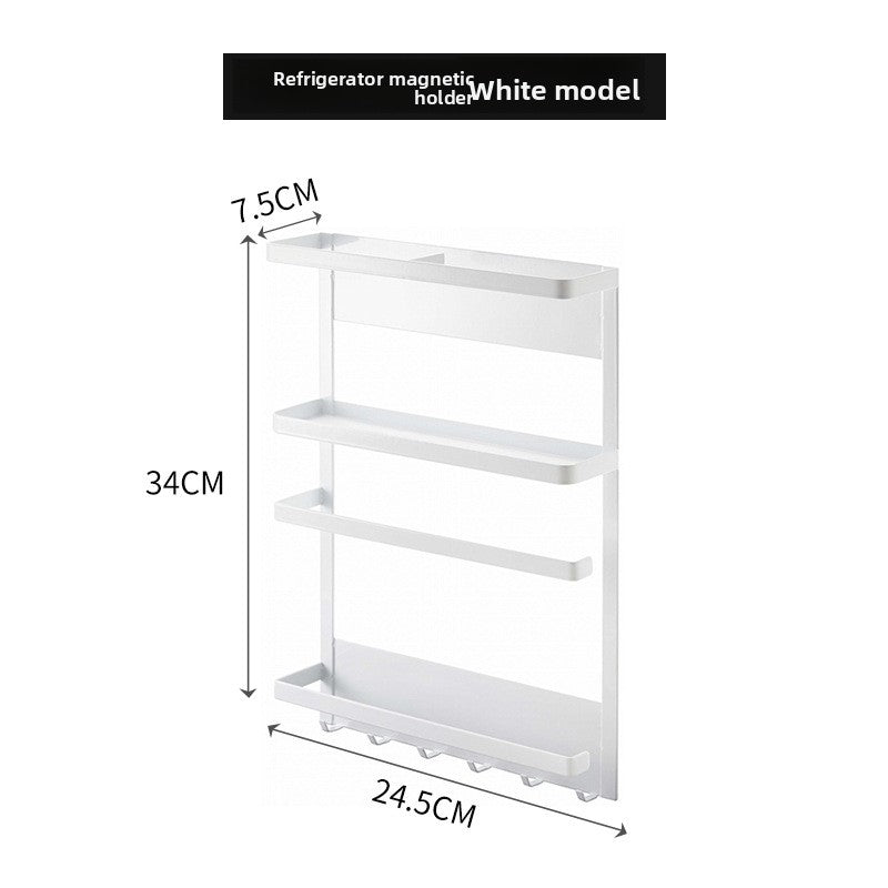 Close view of the strong magnetic back panel of the fridge side storage rack