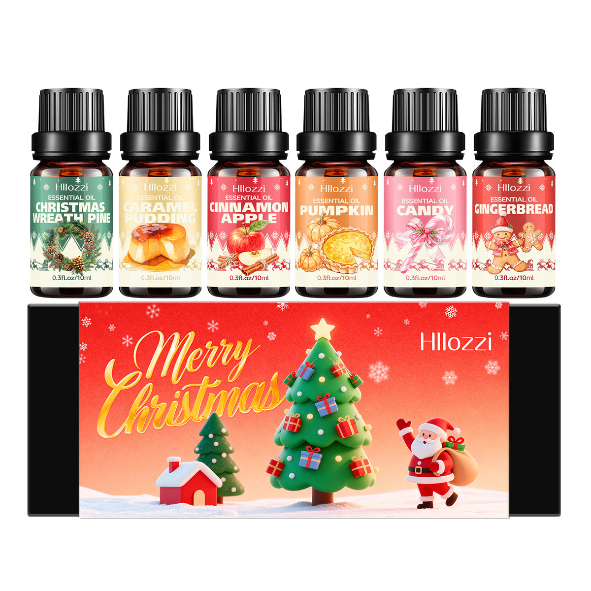 Boxed six piece Christmas scented oil diffuser set ready to give as a gift
