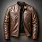 Men's stand-up collar slim-fit punk motorcycle jacket coat