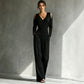 Cold-shoulder cutout and surplice bodice of the women's jumpsuit