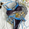 Brown dark blue polka dots