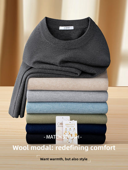 Mens Wool Blend Knit Sweater | front view product shot