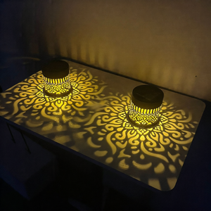 Solar Garden Projection Light | lit state floral pattern projection