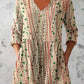 Loose fit printed V neck tunic with the peplum skimming the waist and hip
