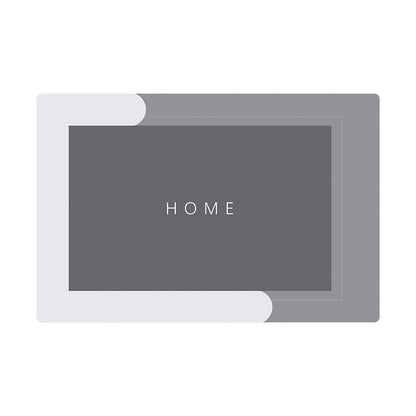 Grey rectangular quick dry bath mat with a flat surface and a HOME print