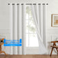 Linen look polyester blackout grommet curtain panel with white thermal backing shown against a clean white wall