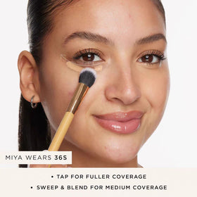 Angled Concealer Brush with Two Tone Synthetic Bristles and Bamboo Handle
