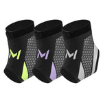 Breathable ankle brace pulled on the foot with the open toe cut visible
