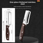Peeler handle finishes in black, natural wood and steel side by side