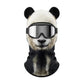 Panda print fleece balaclava with round black ears, second view on white
