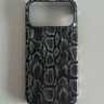 iPhone 17 Pro Max / Black Python Pattern Leather Phone Case