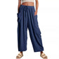 Elastic Waist Pleated Straight Leg Pants