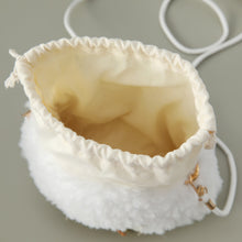 Wool Knit Drawstring Crossbody Bag with Round Handle