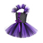 Girl in the rose red and black witch tutu costume with matching hat