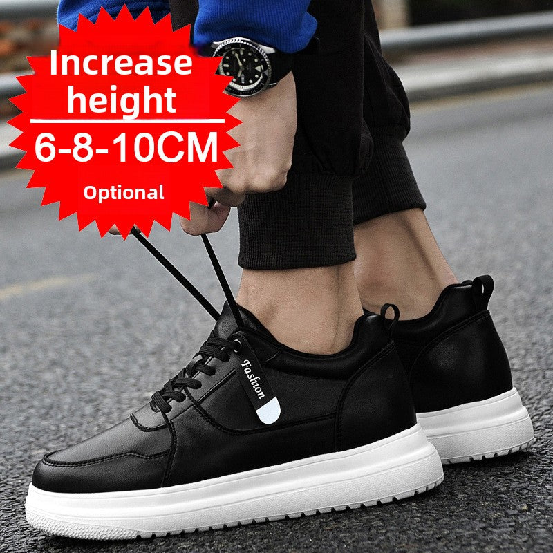 Black low-top sneakers with a Fashion tag strap, laces being tied outdoors, with a height badge