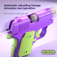 Purple model pistol fidget shown with its slide travelling back along the moulded frame