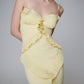 Yellow Spaghetti Strap Dress Slim Fit Irregular Long Dress