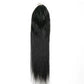 Straight black human hair crochet braiding section photographed flat on a white background
