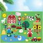 My Farm felt story board with felt barn, farmer and farm animal pieces in a bright lifestyle scene