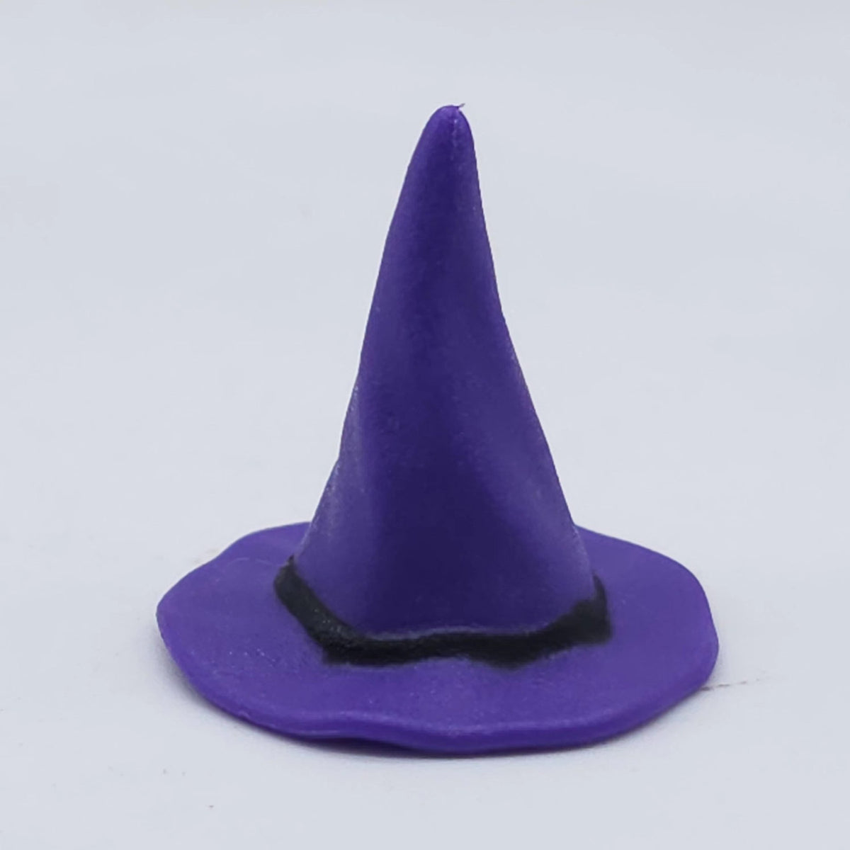 Miniature witch hat ornament in moulded PVC with a contrast band, in black, purple or orange