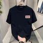 Black crew neck T-shirt with a red and white RNASA label print on the chest, option photo for size 2XL
