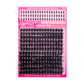 Family gift box of DIY lash clusters with applicator tools laid out on a pink tray