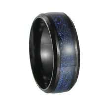 Black Steel Blue Galaxy Inlay Ring