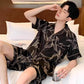 Men's Ice Silk Pajamas Short Sleeve Homewear Set