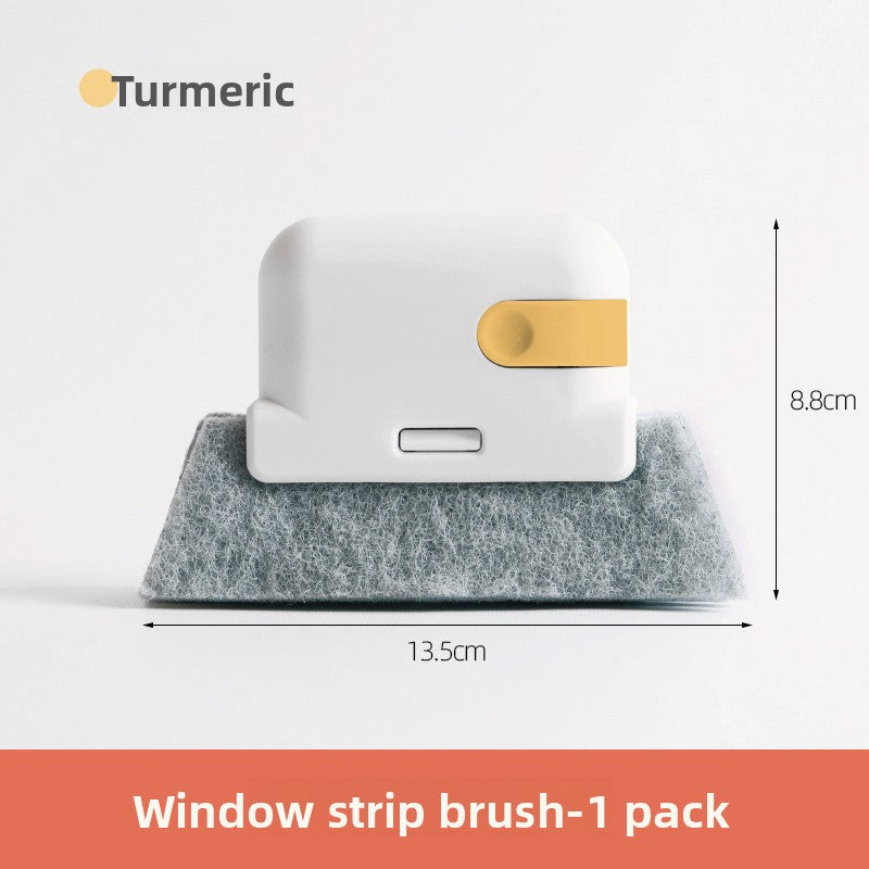 Turmeric yellow window groove brush shown with its dimensions, one pack