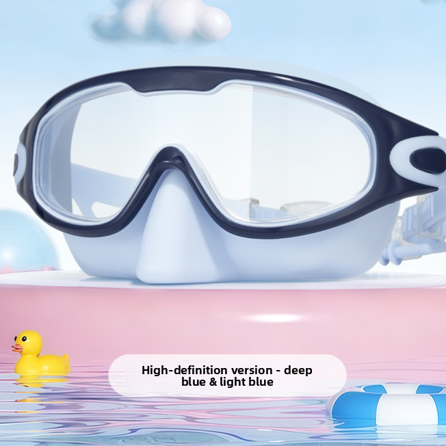 Clear HD polycarbonate lens swimming goggles shown as a studio product photo