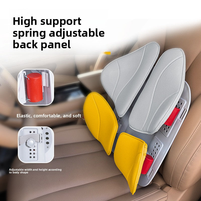 Detail of the four upper and lower pads on the lumbar support frame