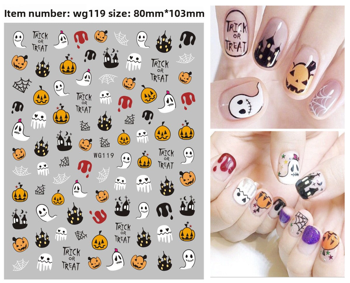 Halloween nail art stickers with witches, cats and crescent moon designs