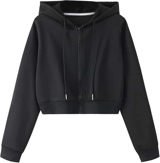 Cotton blend cropped zip hoodie that layers over high waisted bottoms
