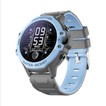 Light blue kids smart watch with a grey case and digital watch face showing 09:53, WATER-RESIST printed on the bezel