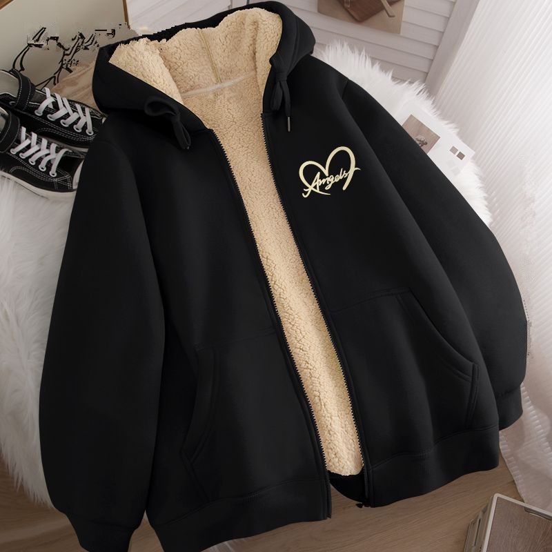 Sherpa lined zip up hooded fleece jacket shown as a studio flat lay product photo