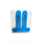 Light blue pre-cut knee tape piece sealed in a clear polybag