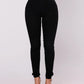 Black high waist skinny jeans, front view on model with black ankle strap heels