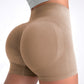 Side back view of the sand ribbed shorts showing the curved line around the seat panel