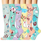 Assorted print knee high compression sport socks laid out side by side