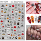Halloween nail art stickers with witches, cats and crescent moon designs