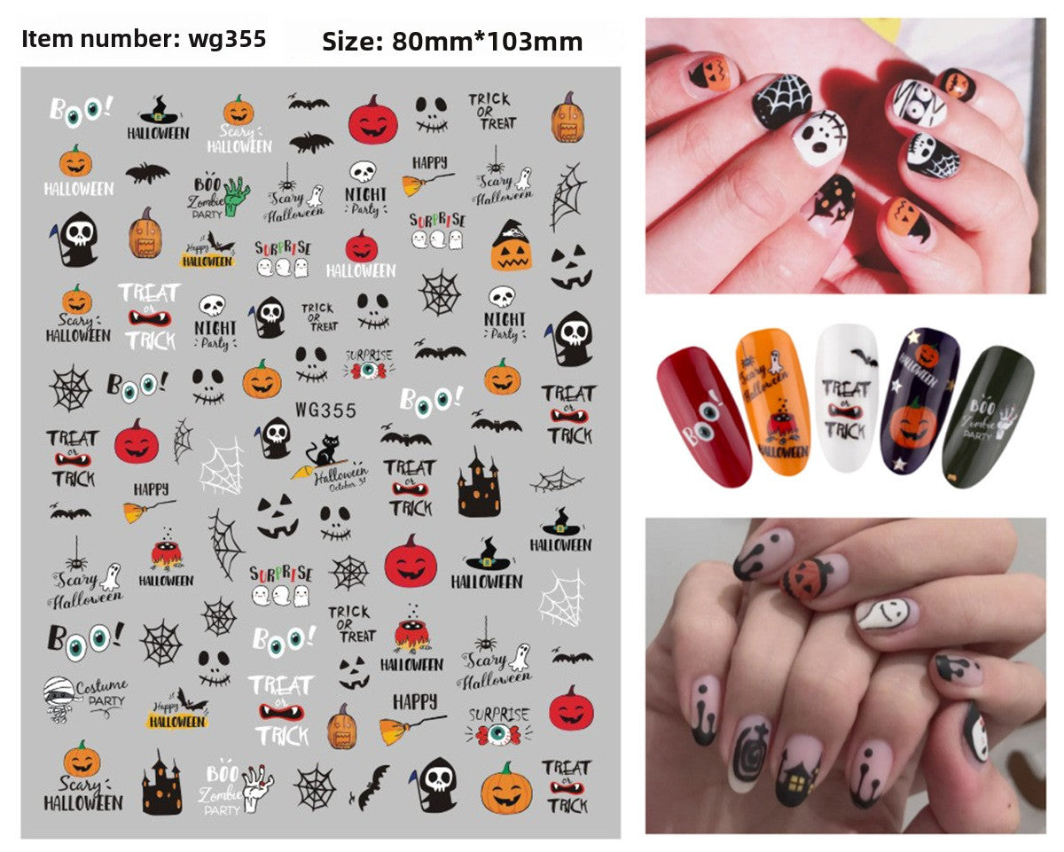 Halloween nail art stickers with witches, cats and crescent moon designs