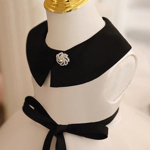 Girls' princess dress with bow accents front view