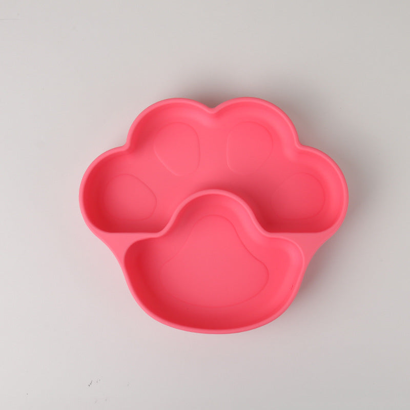 Dark pink bear paw plate alone, with a wide pad and a toe section, on a gray background